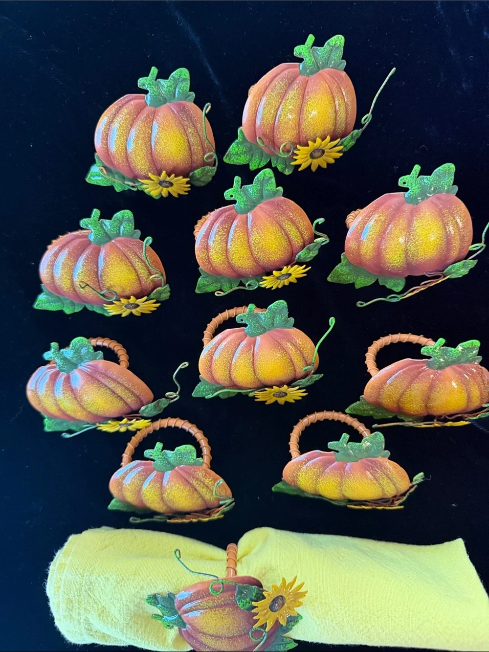 Pumpkin and Sunflower Napkin Rings (Set of 11)